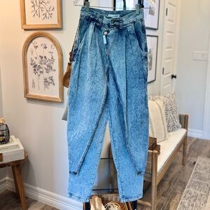 Rare Vintage 80s Z. Cavaricci acid stone wash parachute blue jeans
